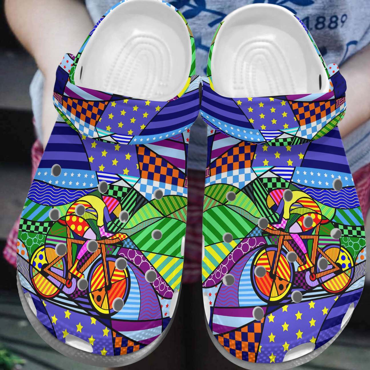 Cycling Personalized Clog, Custom Name, Text, Color, Number Fashion Style For Women, Men, Kid, Print 3D Colorful Bicycle