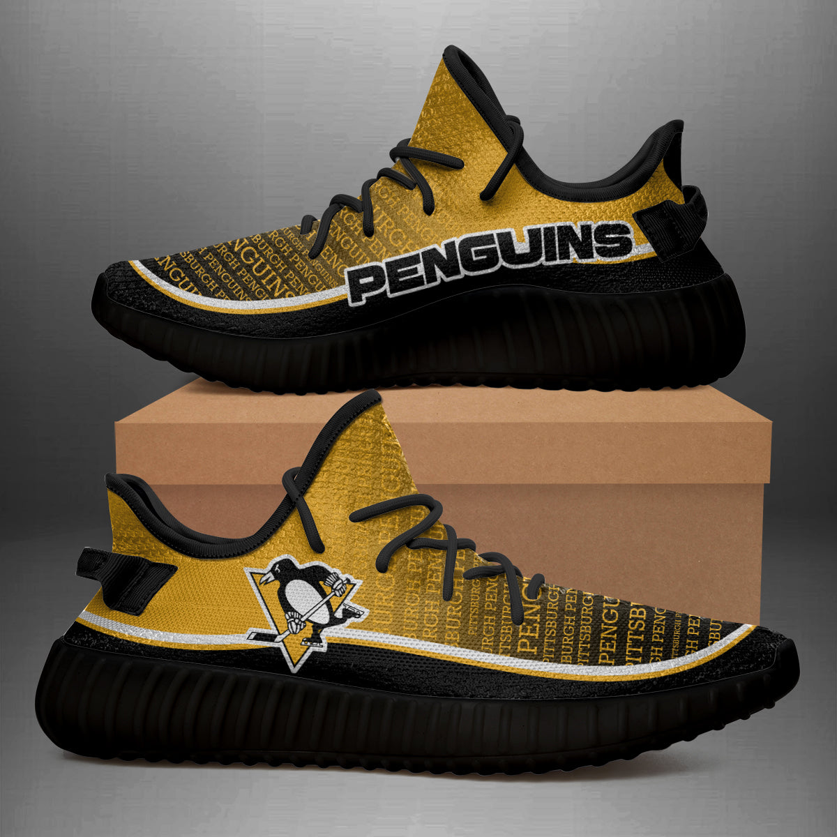 Colorful Line Words Pittsburgh Penguins Yeezy Shoes