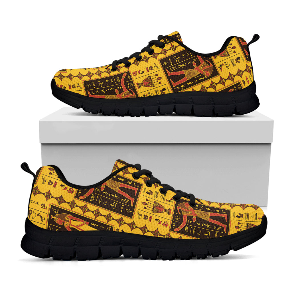 Ancient Egypt Pattern Print Black Sneakers