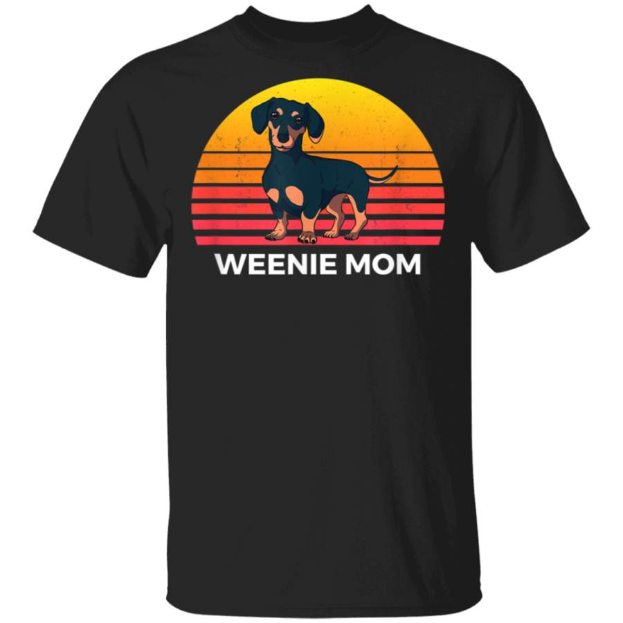 Vintage Weenie Mom Funny Dachshund Weiner Dog Mom Sunset TShirt