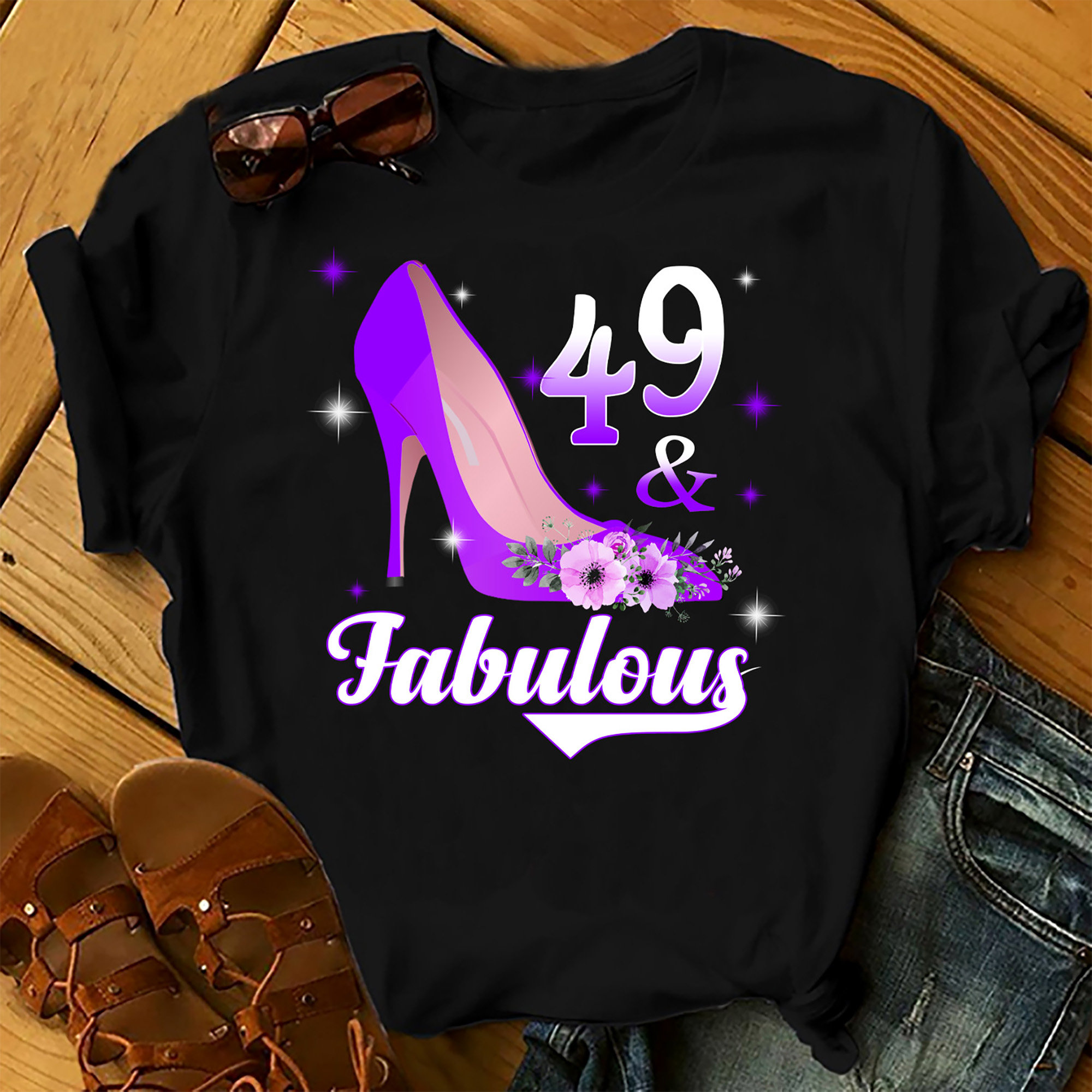 49 And Fabulous – Shirts Women, Birthday T Shirts, Summer Tops, Beach T Shirts