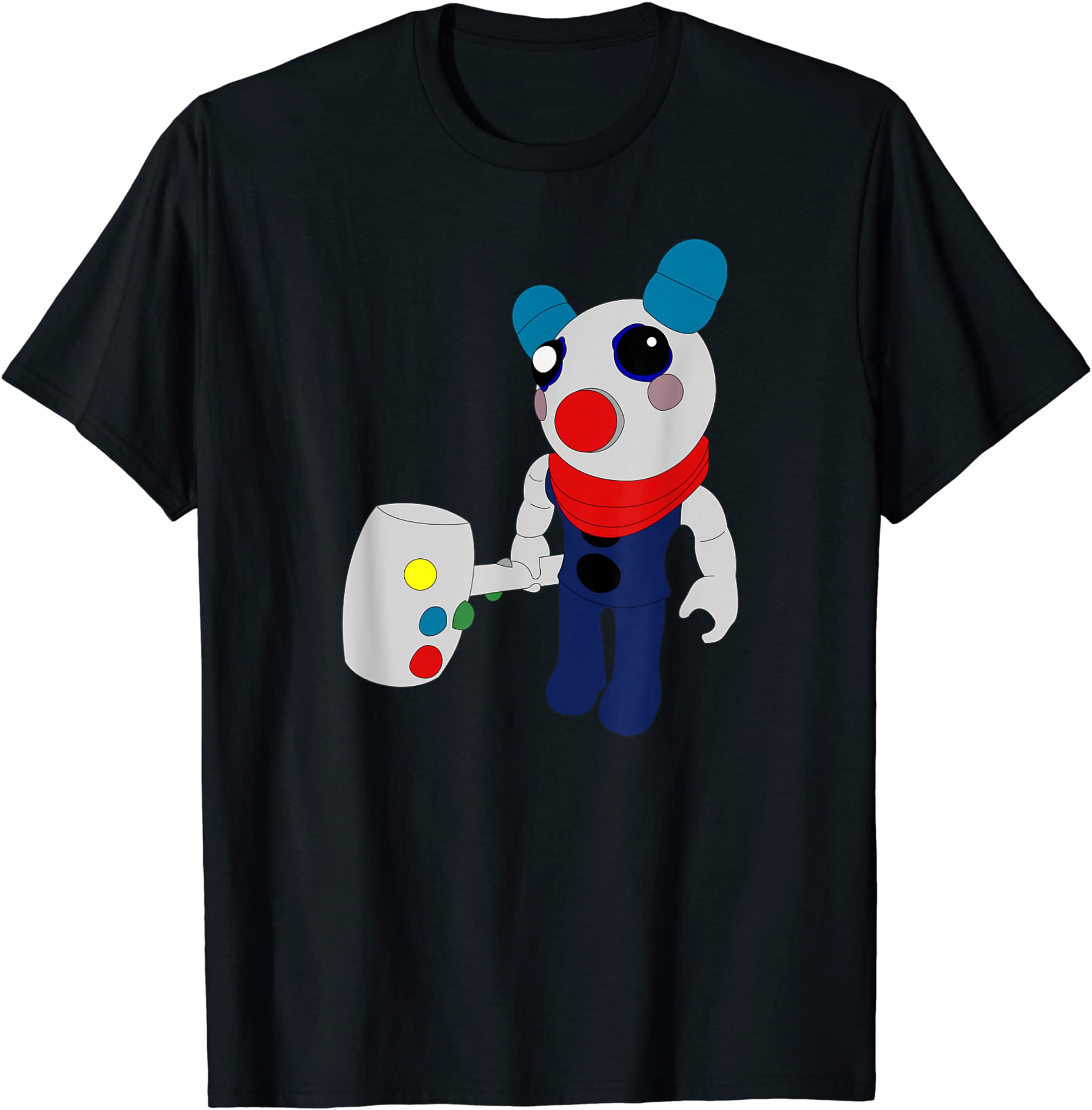 Clowny Piggy With Mallet – Video Game Pig – Gamer – Rob Lox T-Shirt