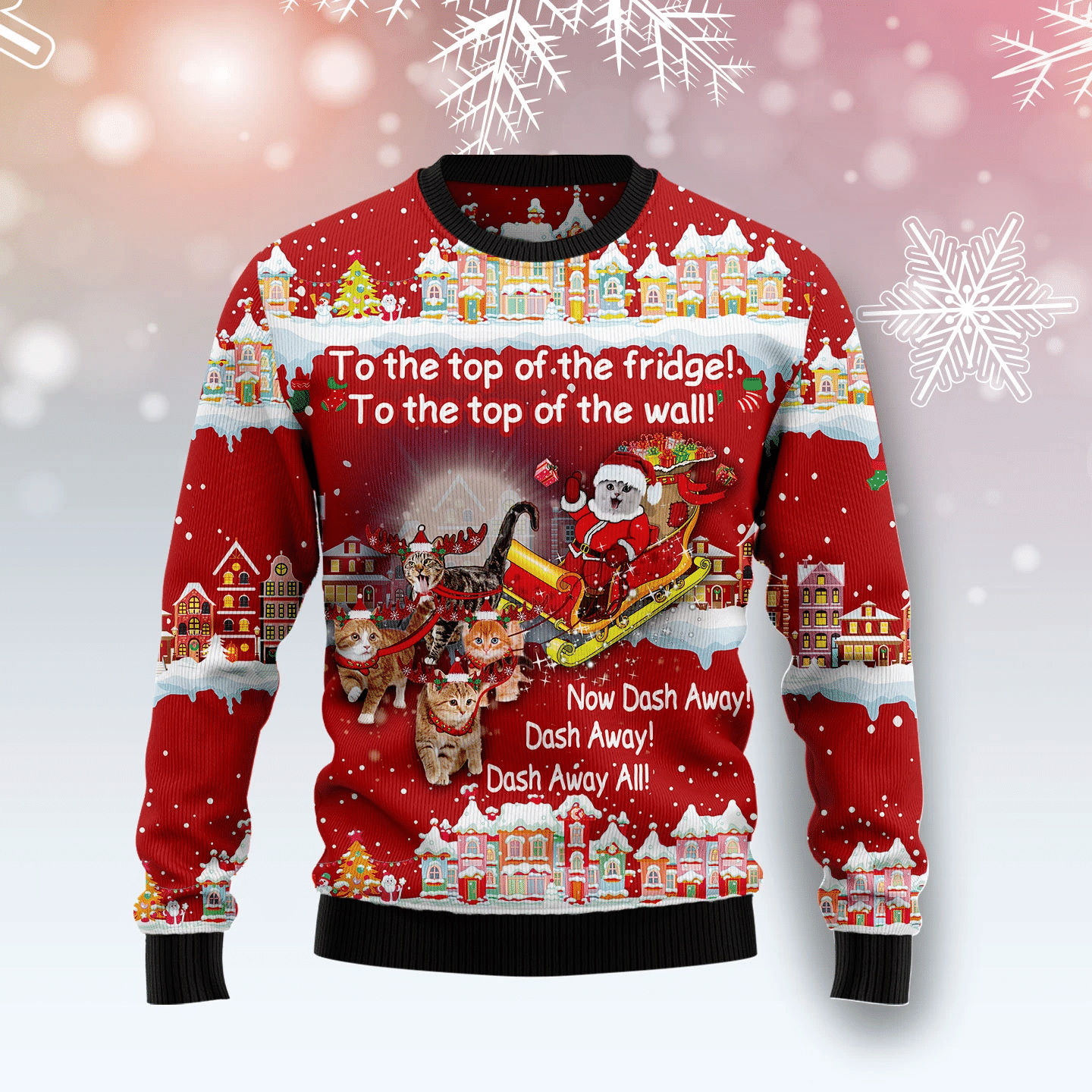 Cat Sleigh Christmas Ugly Sweater