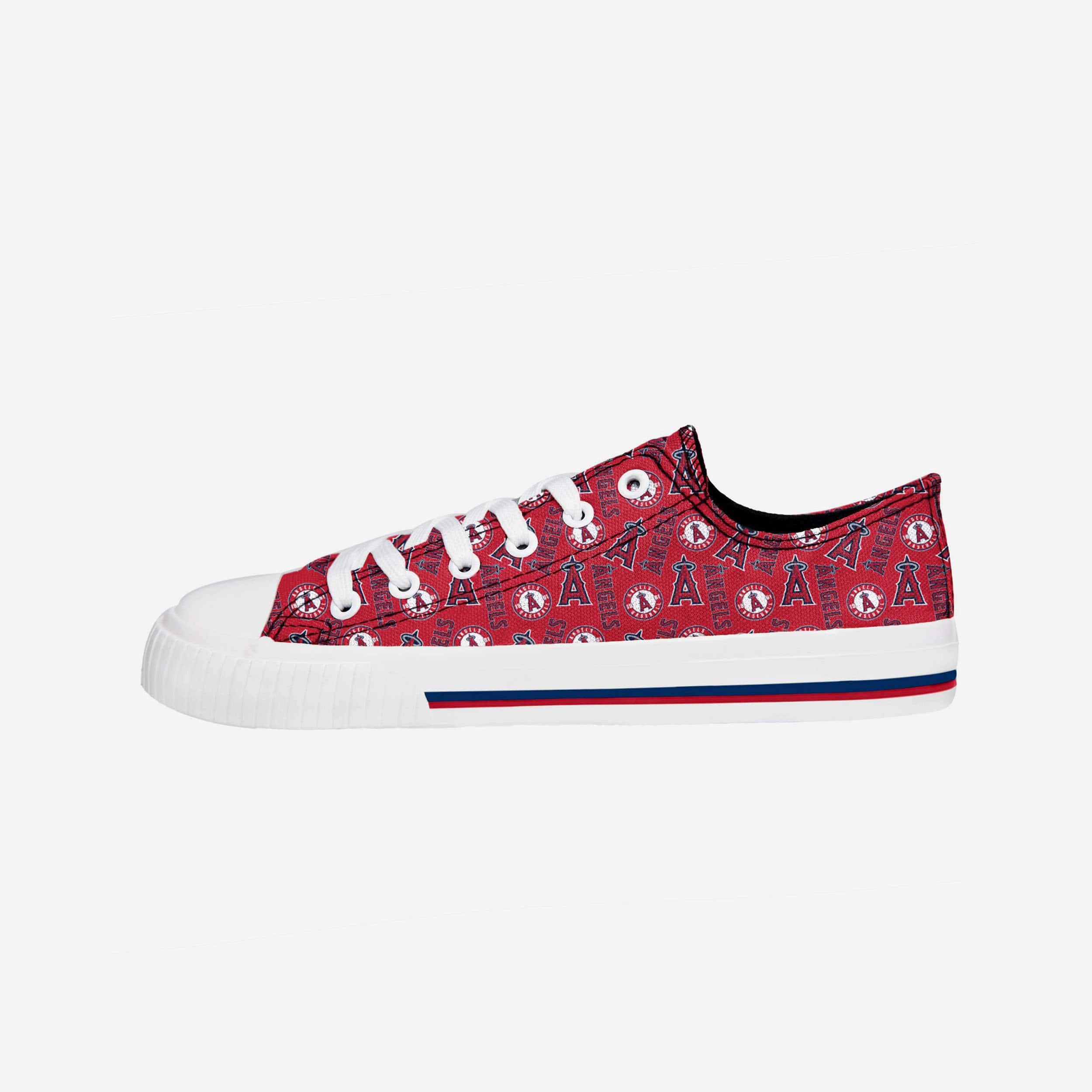 Los Angeles Angels Womens Low Top Repeat Print Canvas Shoe