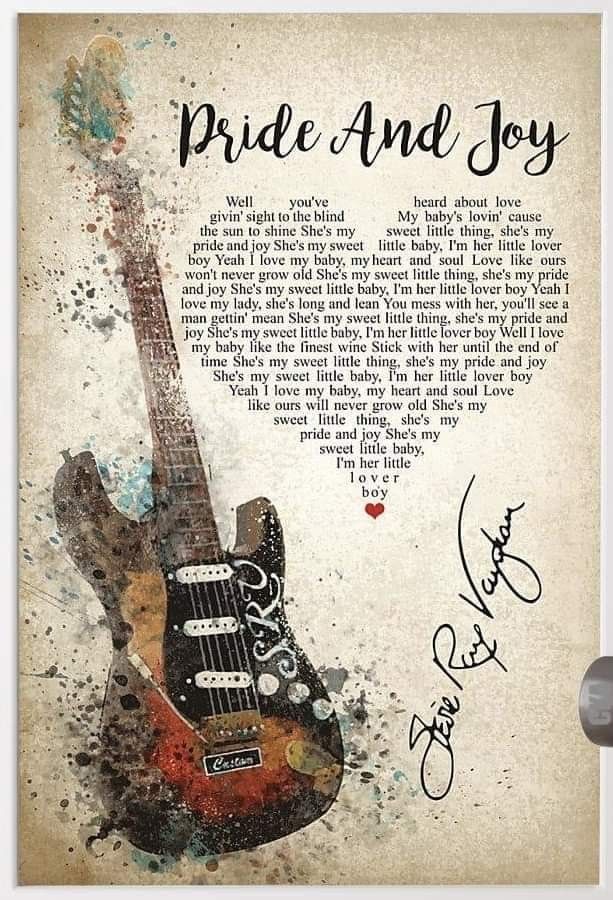 Stevie ray vaughan signature pride and joy song lyrics heart shape for fan poste …