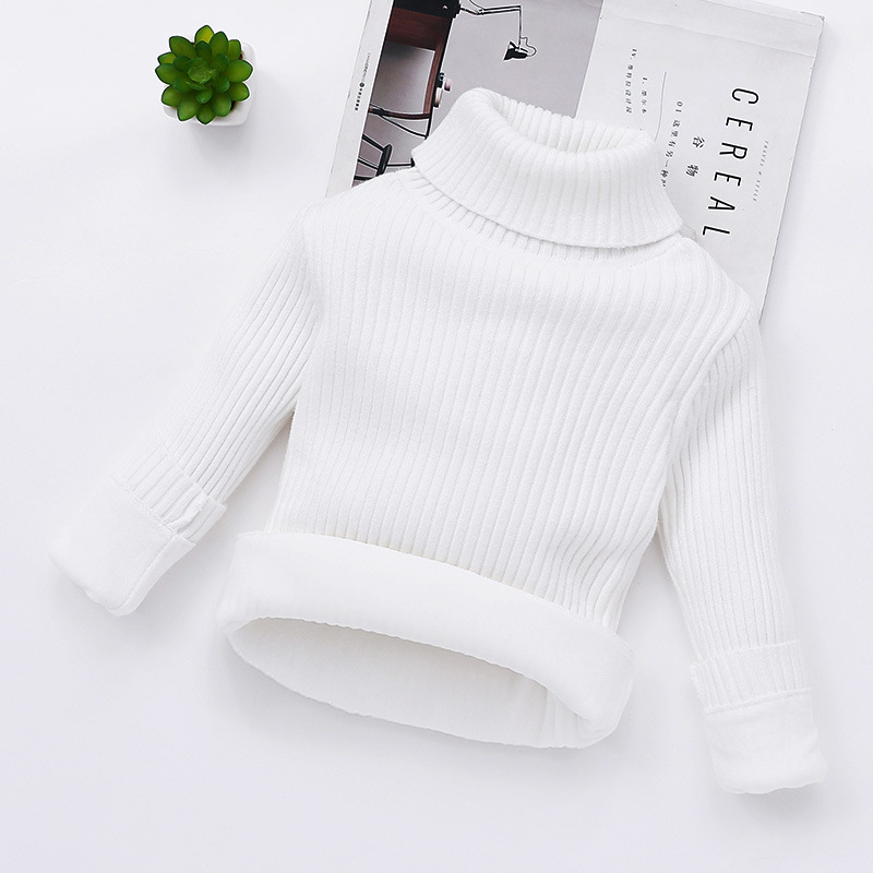 2022 Autumn Winter Fashion Girls Sweaters Turtlrneck Knit Girls Sweater 2-12 Years Children Clothing Thick With Fleece Sweaters alx