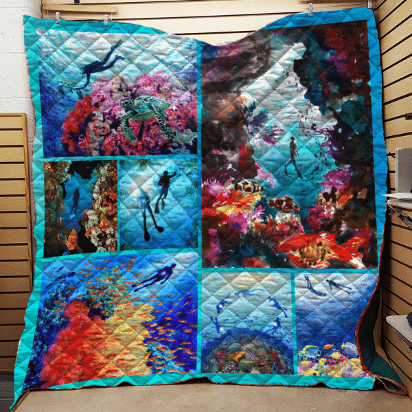 Scuba Diving Underwater Quilt Blanket Great Customized Gifts For Birthday Christmas Thanksgiving Perfect Gifts For Scuba Diving Lover