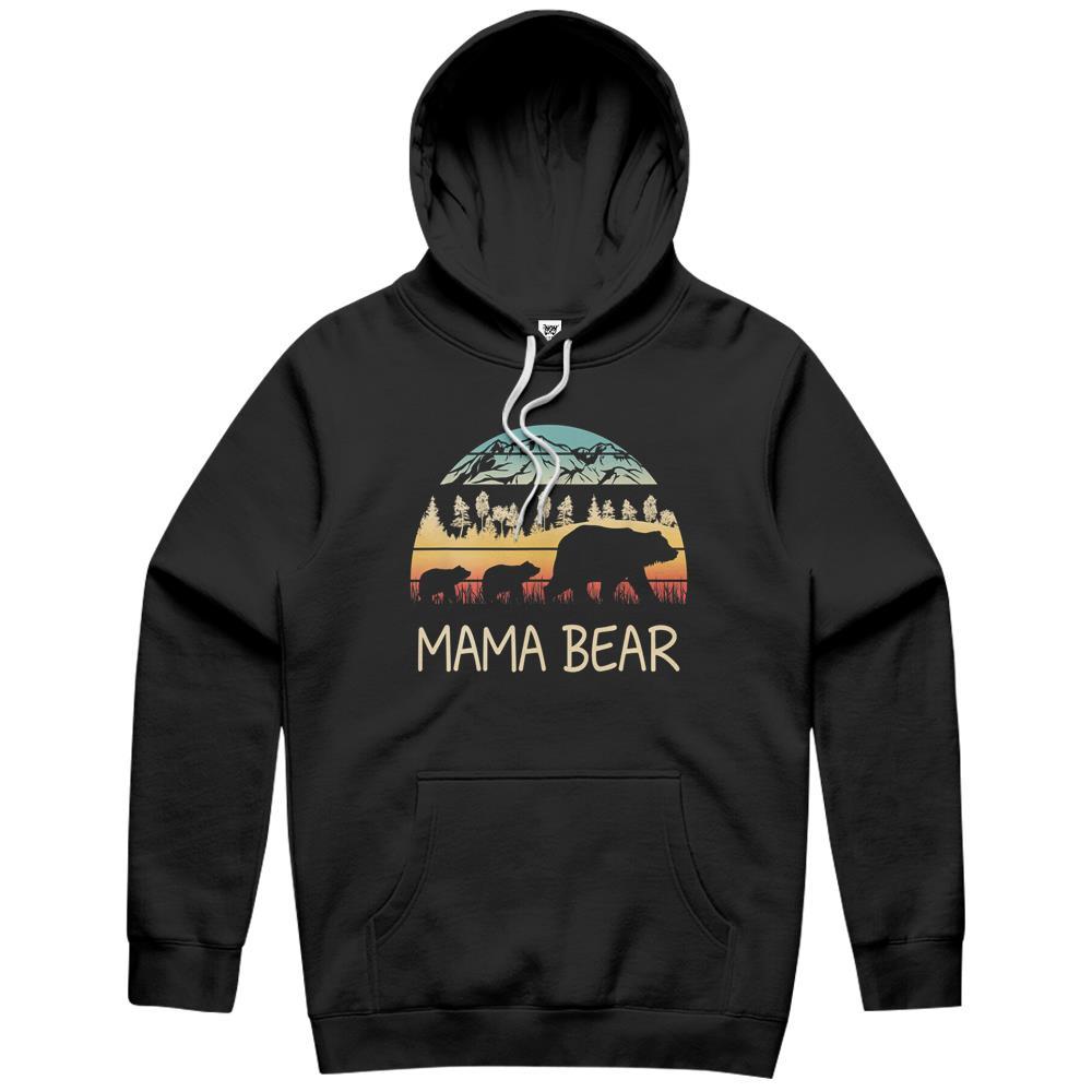 Mama Bear With 2 Cubs Shirt Retro Mountains Mother’s Day Hoodie