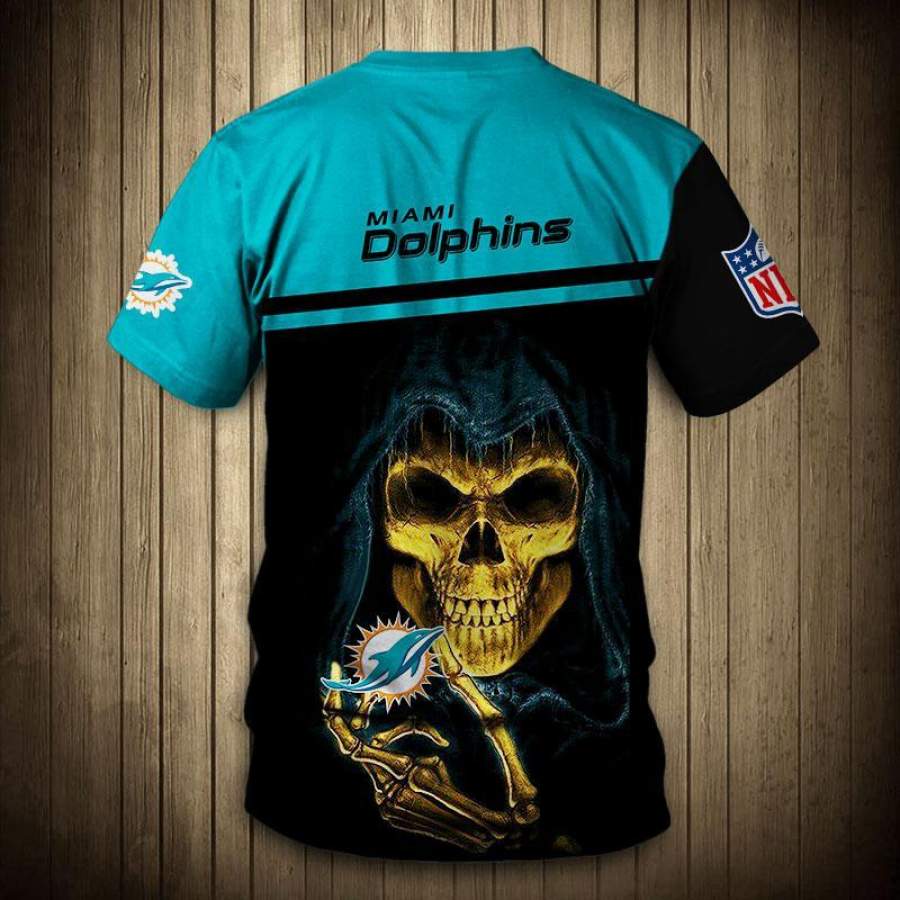 Miami Dolphins Tee T-Shirt 3D All Over Prints 3D Hand Skull Short Sleeve