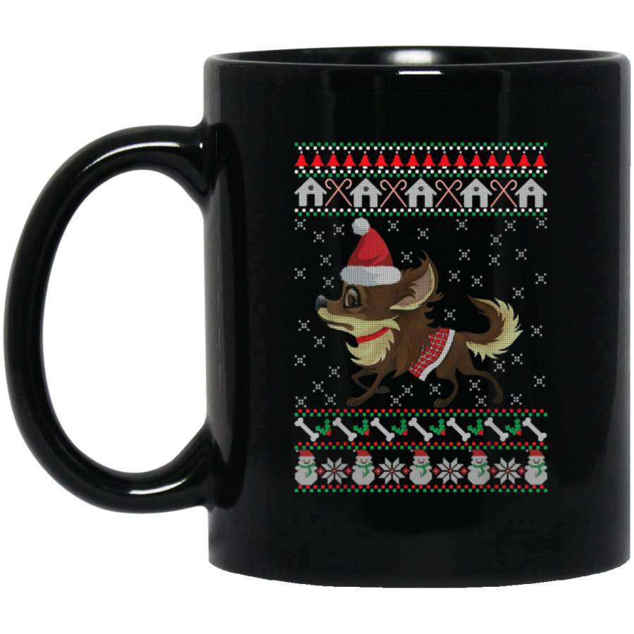 Chihuahua Ugly Christmas Funny Holiday Dog Lover Xmas 11 oz 15 oz Mug Black