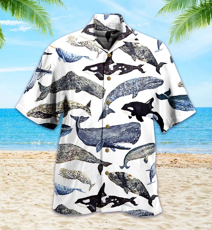 Whale Types Grey Hawaiian Shirt 3D Summer Gifts