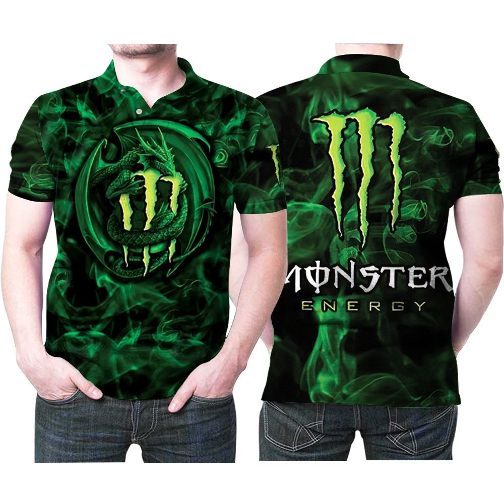 Monster Energy Dragon Bat Green 3D Full Print Polo Shirt