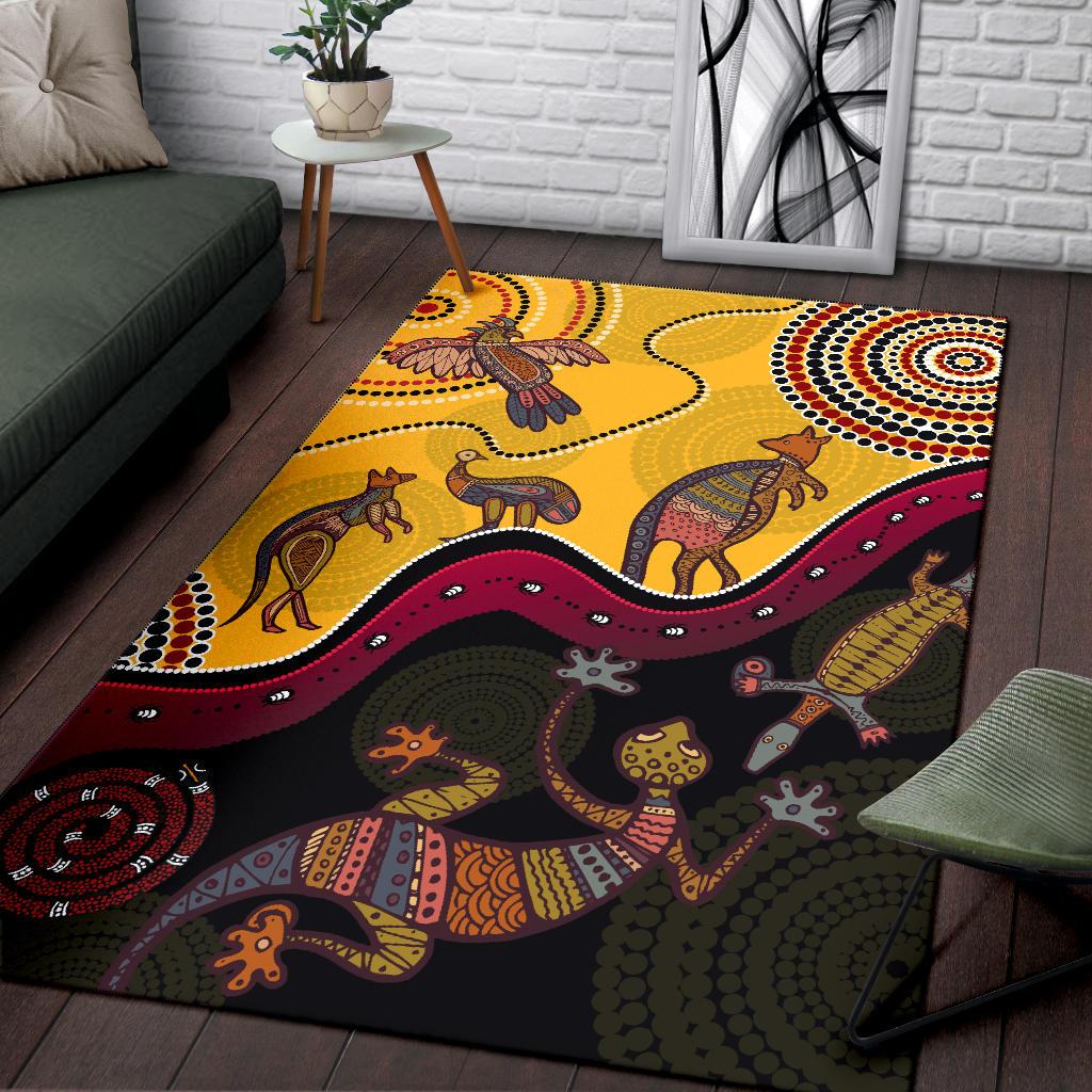 Aboriginal Area Rug – Indigenous Animals Life Art