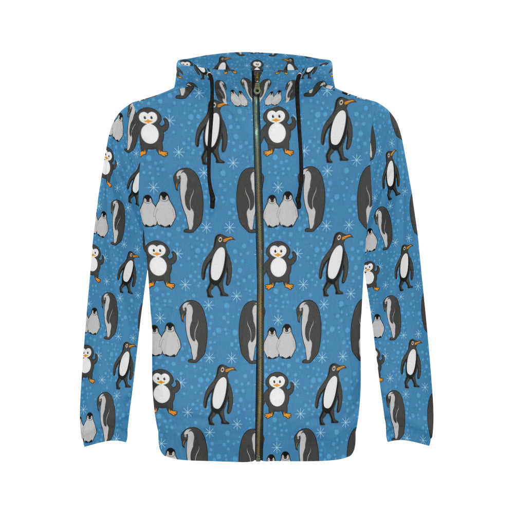 Penguin All Over Print Full Zip Hoodie for Men