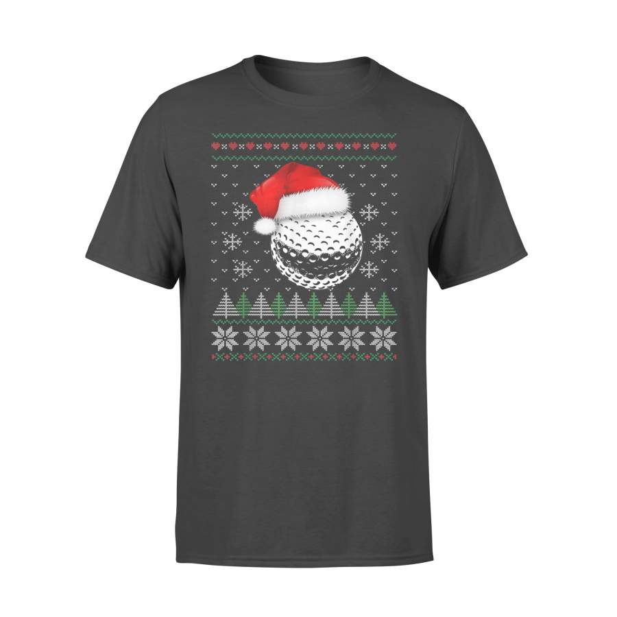 Ugly Christmas Golf Tee Boys Ball Santa Xmas Pajamas T-Shirt – Standard T-shirt