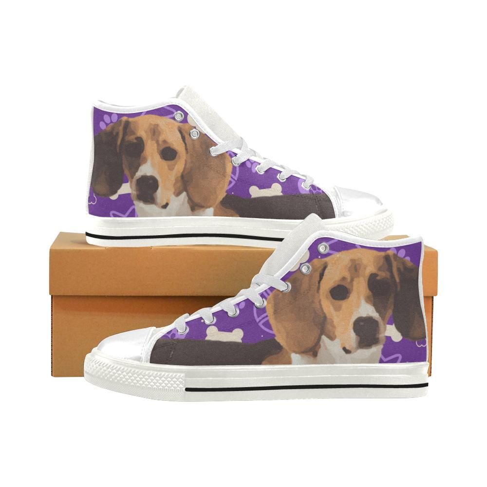 Beagle White Men Classic High Top Canvas Shoes Design By TeeCowBoy Fashion