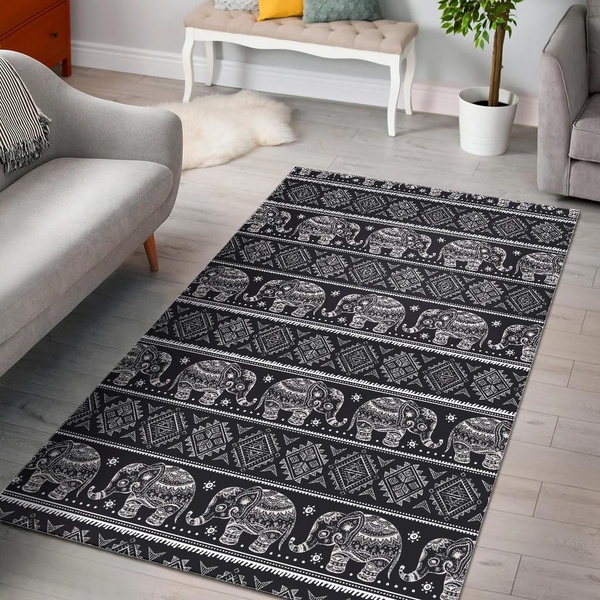 Aztec Elephant Walking Area Rug Home Decor