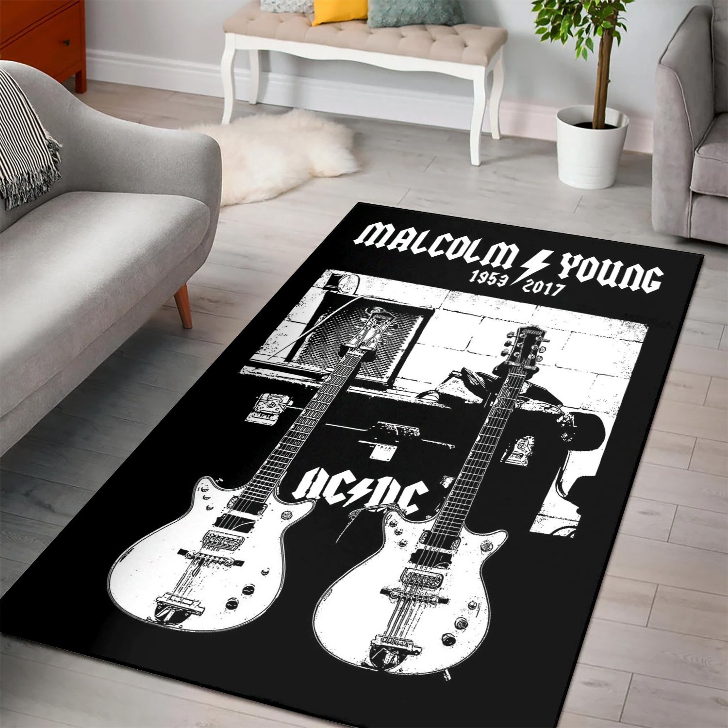 Malcolm Young Gretsch  Instrument Area Rug,  Kitchen Rug,  Halloween Gift