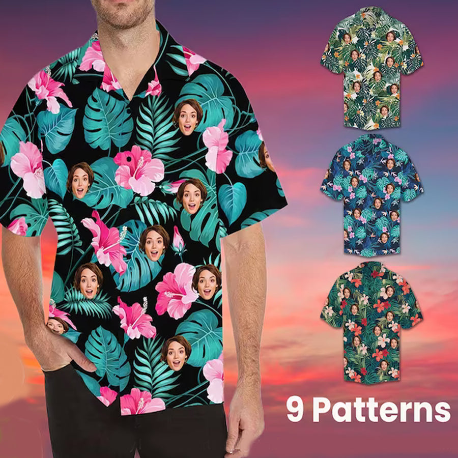 Custom Face Hawaii Shirt For Boyfriend Or Floral Hawaii Men Ha44920