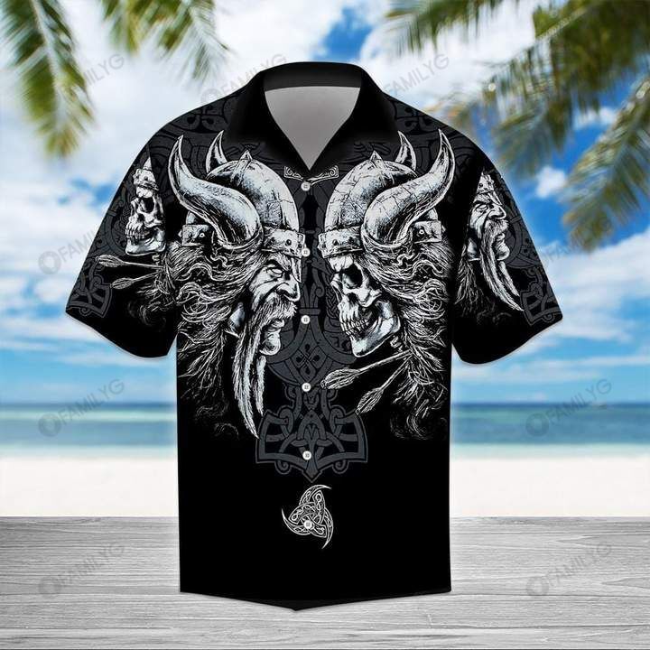 Viking Shirt – Nordic Viking Warrior Skull Hawaiian Shirt Summer Hawaiian For Men, Women, Couple