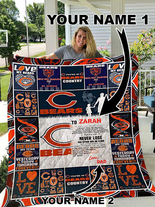 Chicago Bears – Personalized Name Quilt Blanket