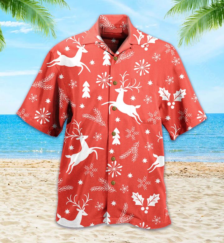 Reindeer Red Hawaiian Shirt 3D