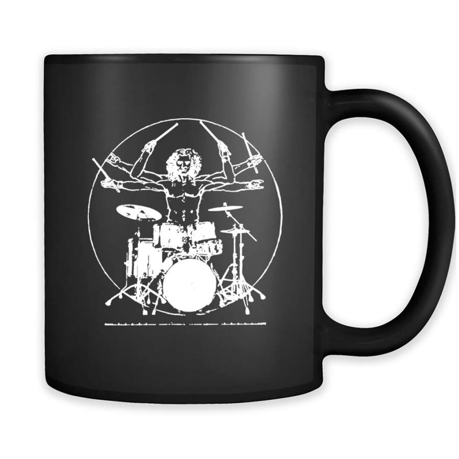 Da Vinci Drums Drummer Shirt Vintage Drums Shirt Cool Drum – Full-Wrap Coffee Black Mug