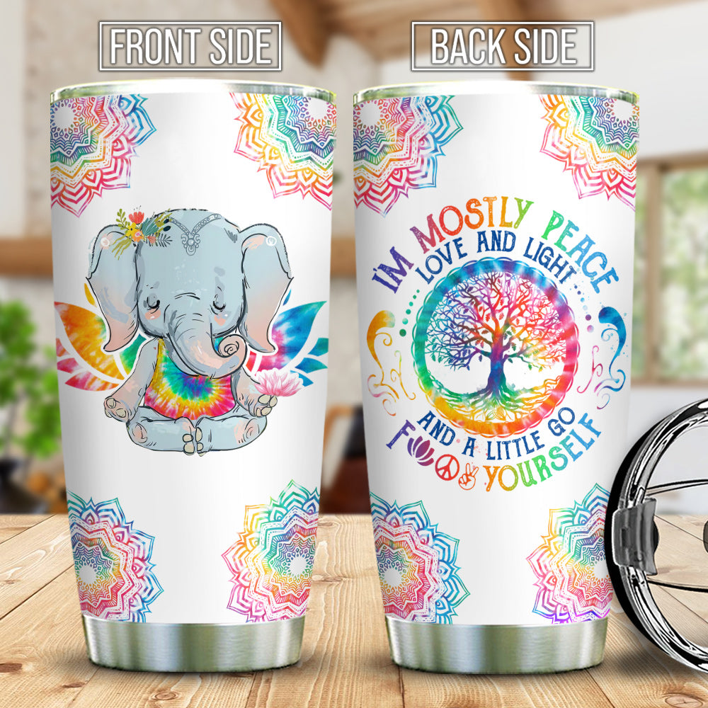 Meditation Elephant Peace Love And Light Ablz1109003Z Stainless Steel Tumbler