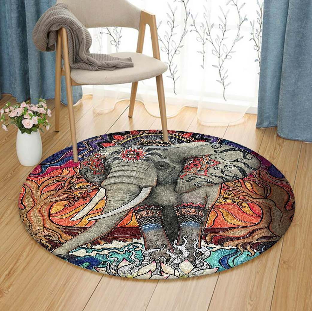 Mandala Elephant GE3925 Round Rug  CYSI2907