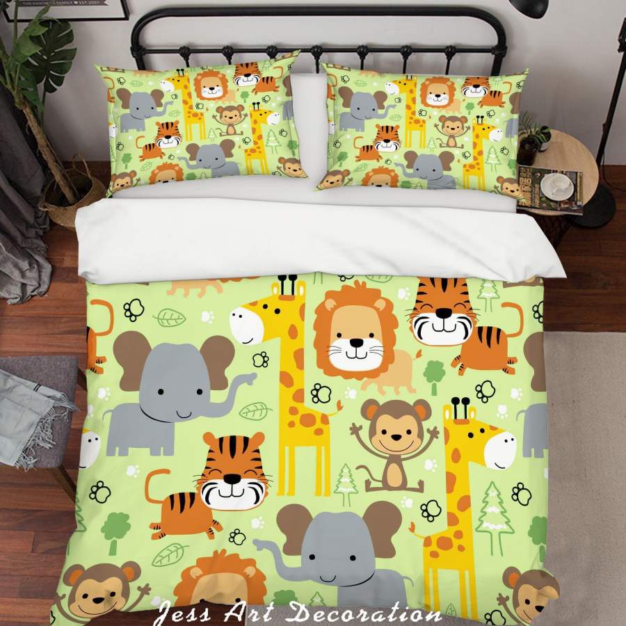 3D Green Cartoon Animal Quilt Cover Set Bedding Set Pillowcases 55