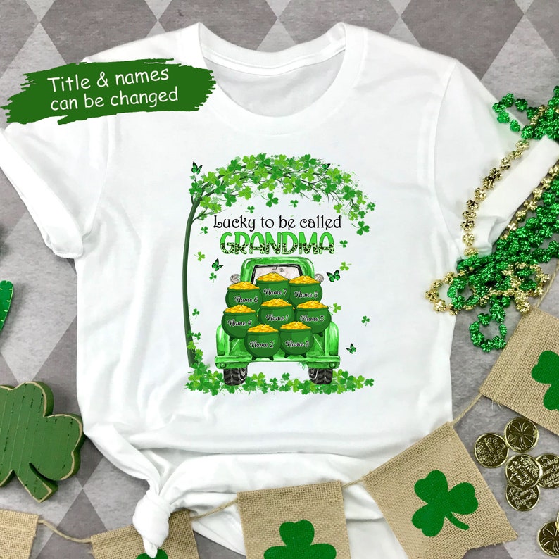 Personalized Nana Shamrocks Shirt, Custom Grandkids Grandma T Shirt, St. Patrick’S Day Gift For Grandpa, Mom, Dad, Shamrocks Tree Tee