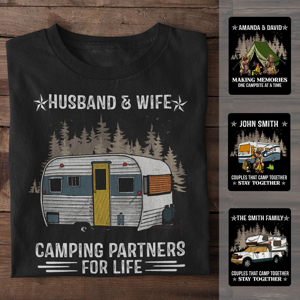 Camping Partners For Life Bears Couple This Is Us Our Life Our Story Our Campsite T-Shirt Personalized Apparel