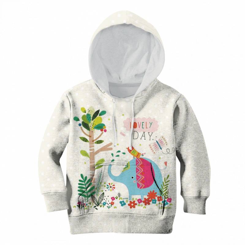 Elephant with a lovely day Kid Custom Hoodies T-shirt Apparel