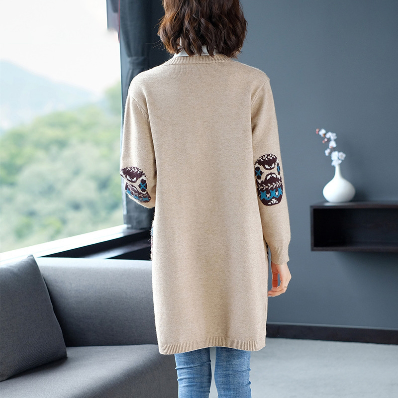 Vintage Long Length Knitting Cardigans Women Korean Style Big Size 4XL Sweater Ladies Spring Soft Knit Jacket With Pocket alx