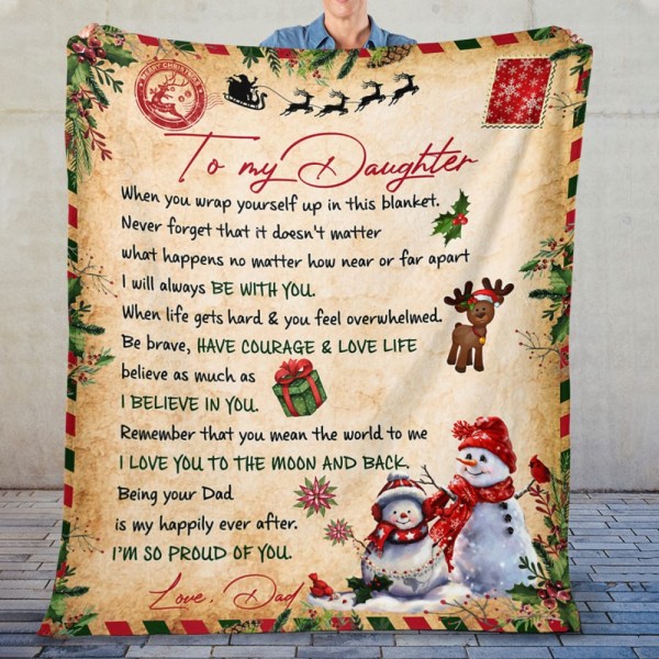 Daughter And Dad I Love You To The Moon And Back Christmas Blanket