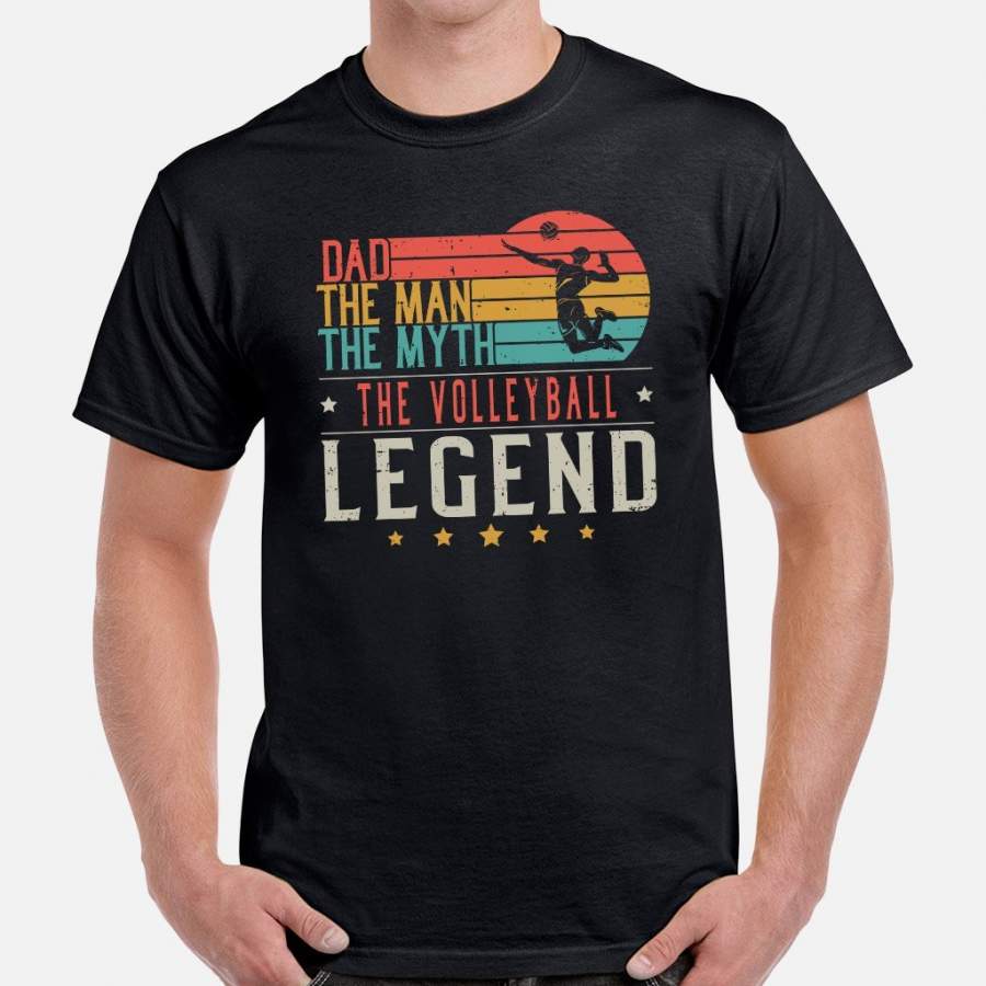 Men's Volleyball Vintage Graphic Tee Father's Day Gift for Dad Volleyball Players Coach Volleyball Dad The Man The Myth The Legend T-Shirt Alwaysky x Father's Day 2024