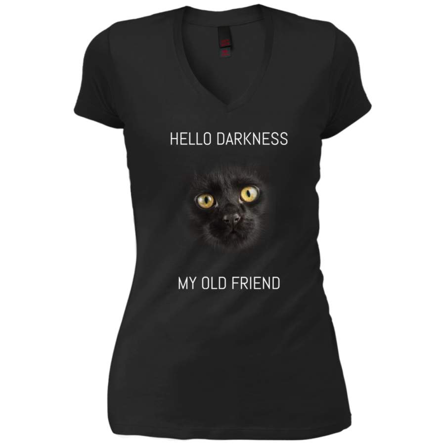 AGR Cat hello darkness my old friend Ladies V-Neck