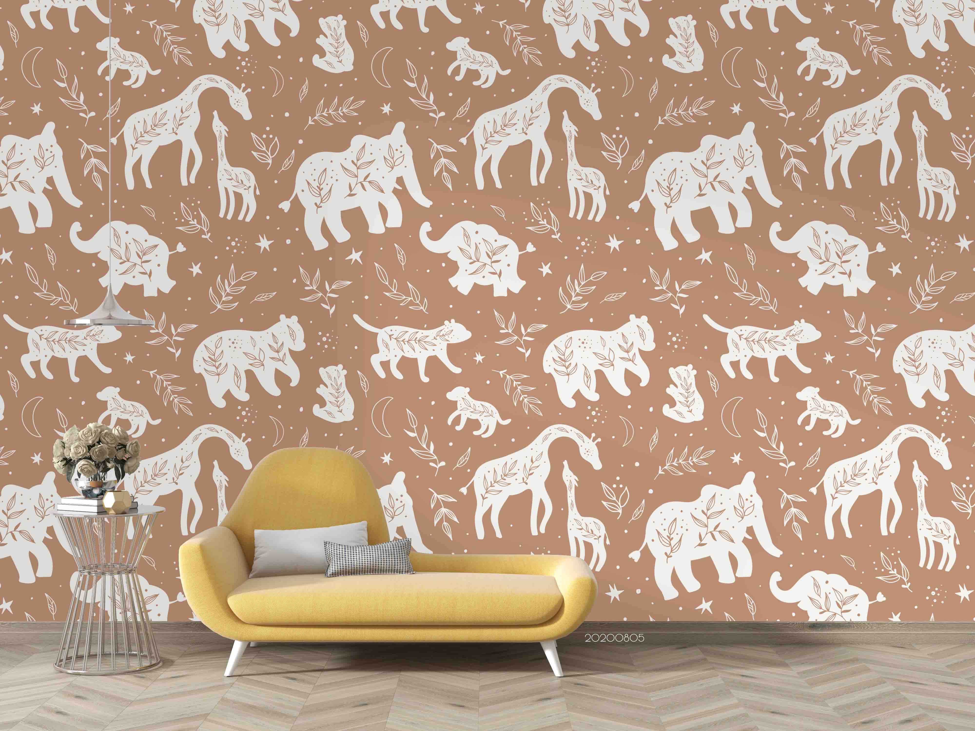 3D Animal Leaves Pattern Wall Mural Wallpaper Lxl 805