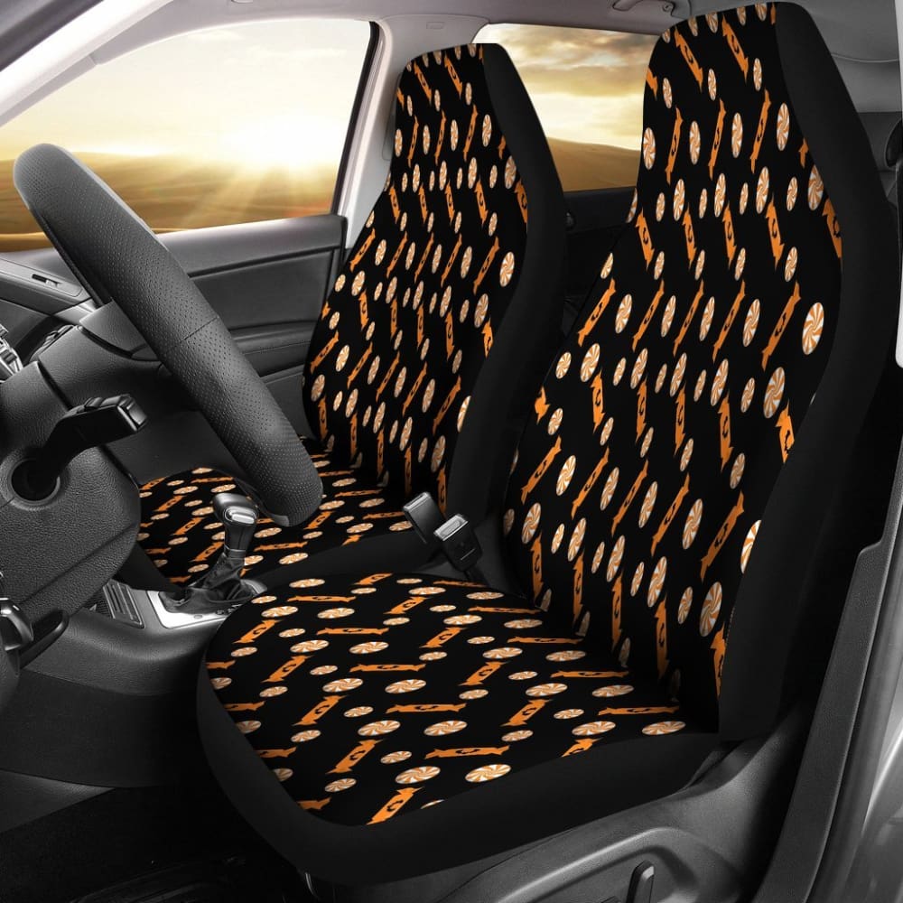 Trick Or Treat Black Orange Candy Car Seat Covers 101819