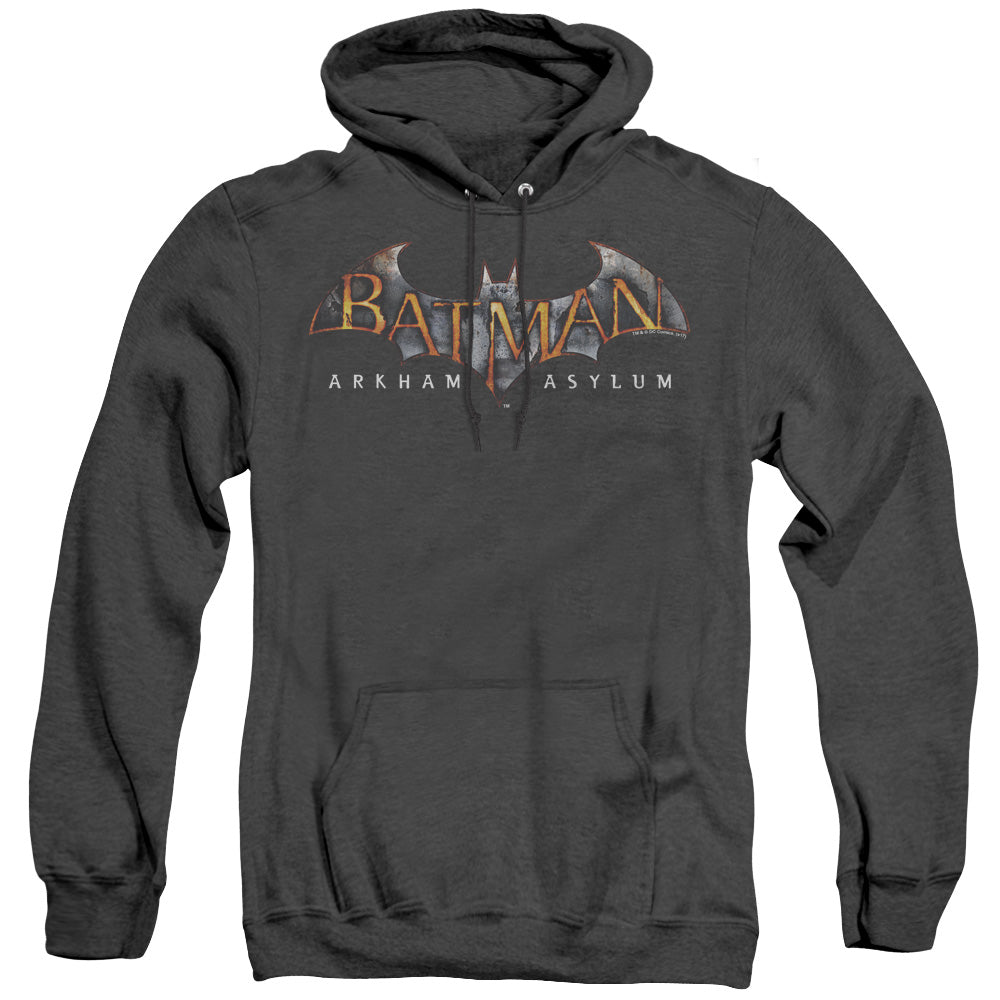 Batman Aa Arkham Asylum Logo Heather Mens Hoodie Black