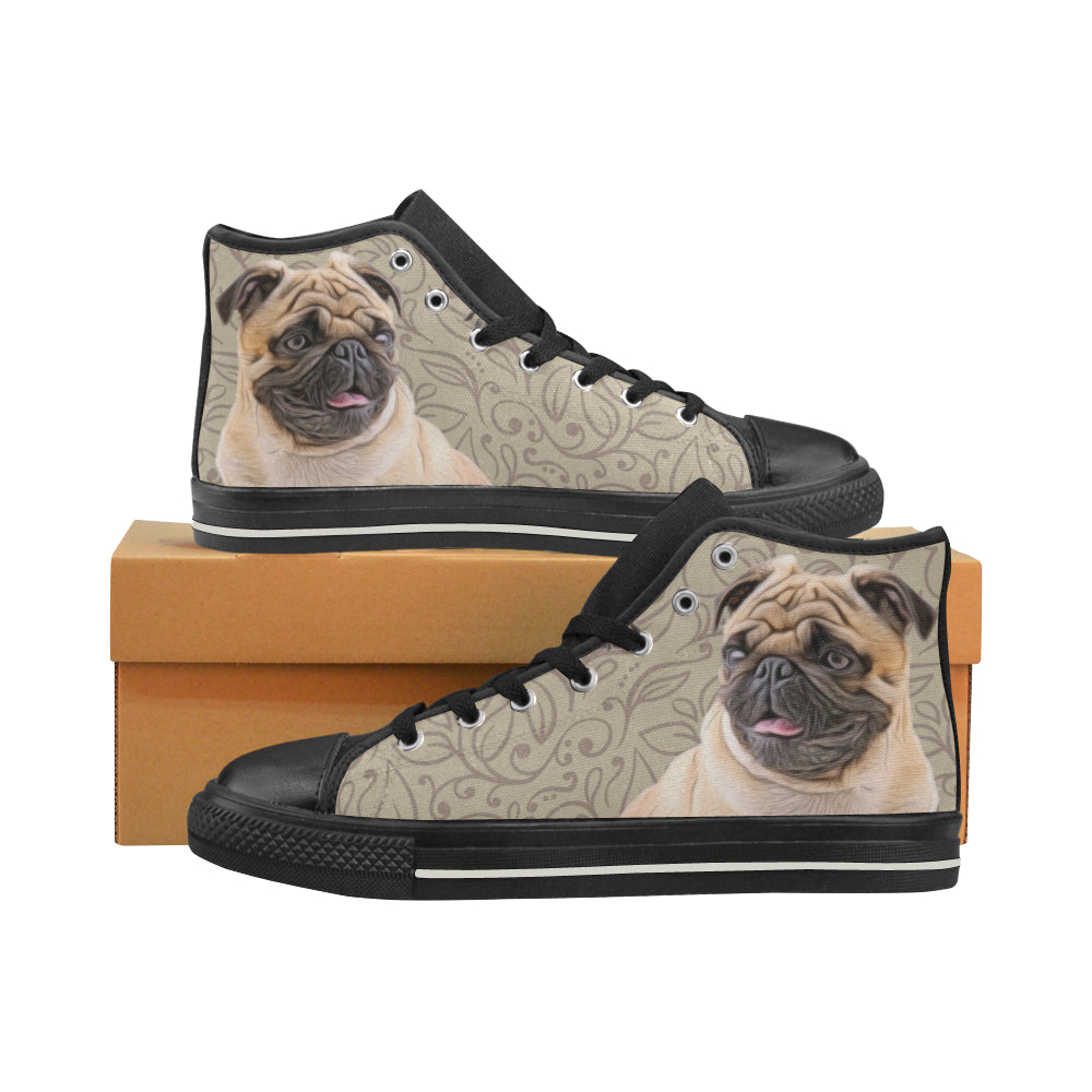 Pug Lover Black Women’s Classic High Top Canvas Shoes