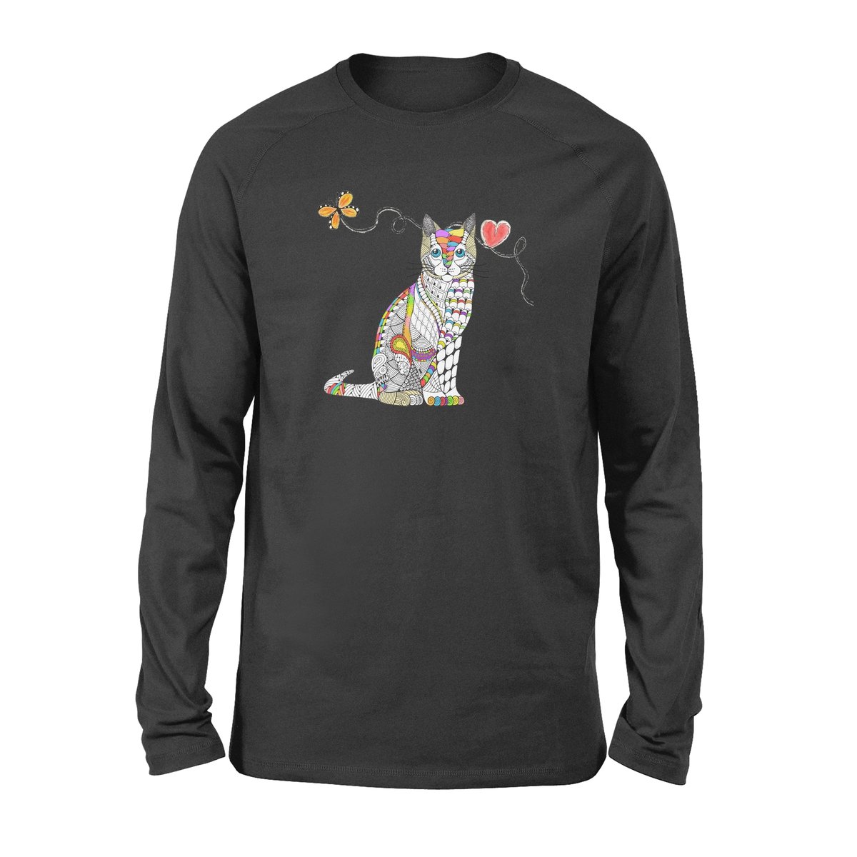 Zentangle Rainbow Cat – Premium Long Sleeve,Gift For Cat Lover T-Shirt Hoodie All Color Size S-5Xl