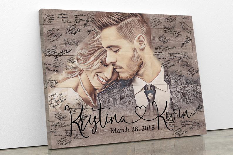 Wedding Guest Book Alternative Canvas Art, Wedding Gifts Gor Guest Sign, Rustic Wedding Decor, Personalized Wedding Decorations, Wedding Guestbook