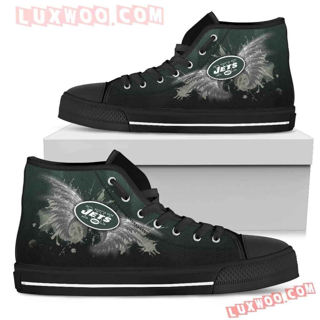 Angel Wings New York Jets High Top Shoes Sport Sneakers