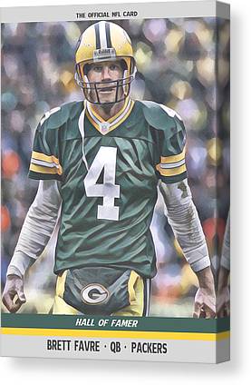 Brett Favre Green Bay Packers Abstract Art 4 Joe Hamilton Canvas Print