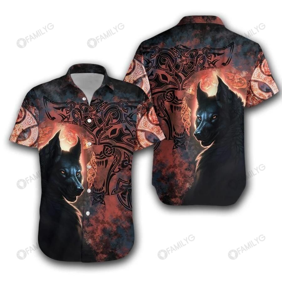 Viking Shirts – Nordic Warrior Real Viking Fenrir Grunge Style – Viking Hawaiian Shirt Summer Hawaiian For Men, Women, Couple