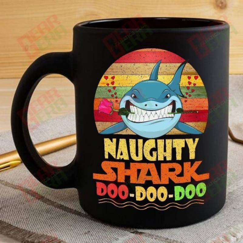 Vintage Naughty Shark Doo Doo Doo Coffee Mug Retro Shark And Rose Womens Custom Father’s Day Mother’s Day Gift Idea GE248