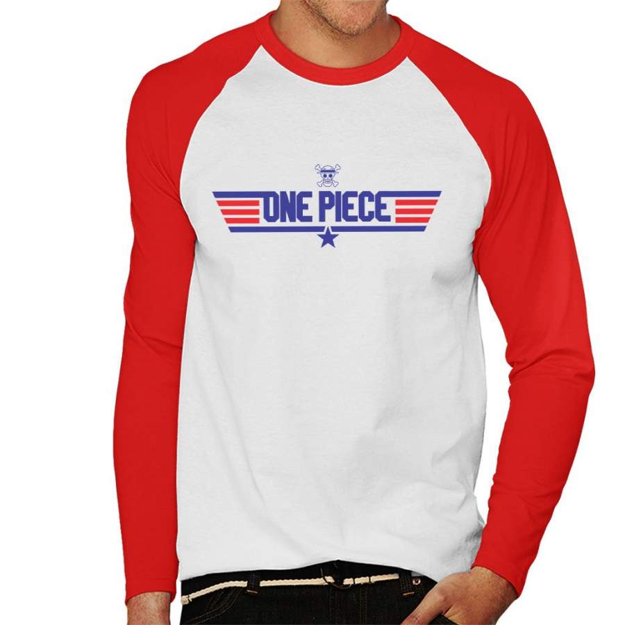 One Piece Top Gun Logo Men’s Baseball Long Sleeved T-shirt