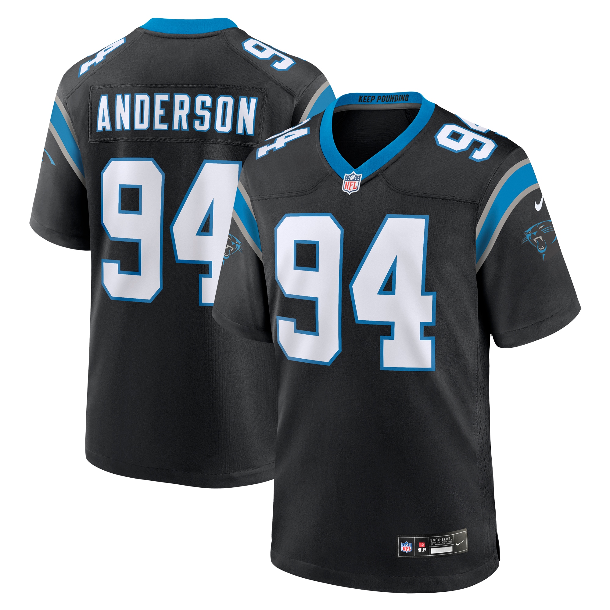 Men’s Carolina Panthers Henry Anderson Black Team Game Jersey