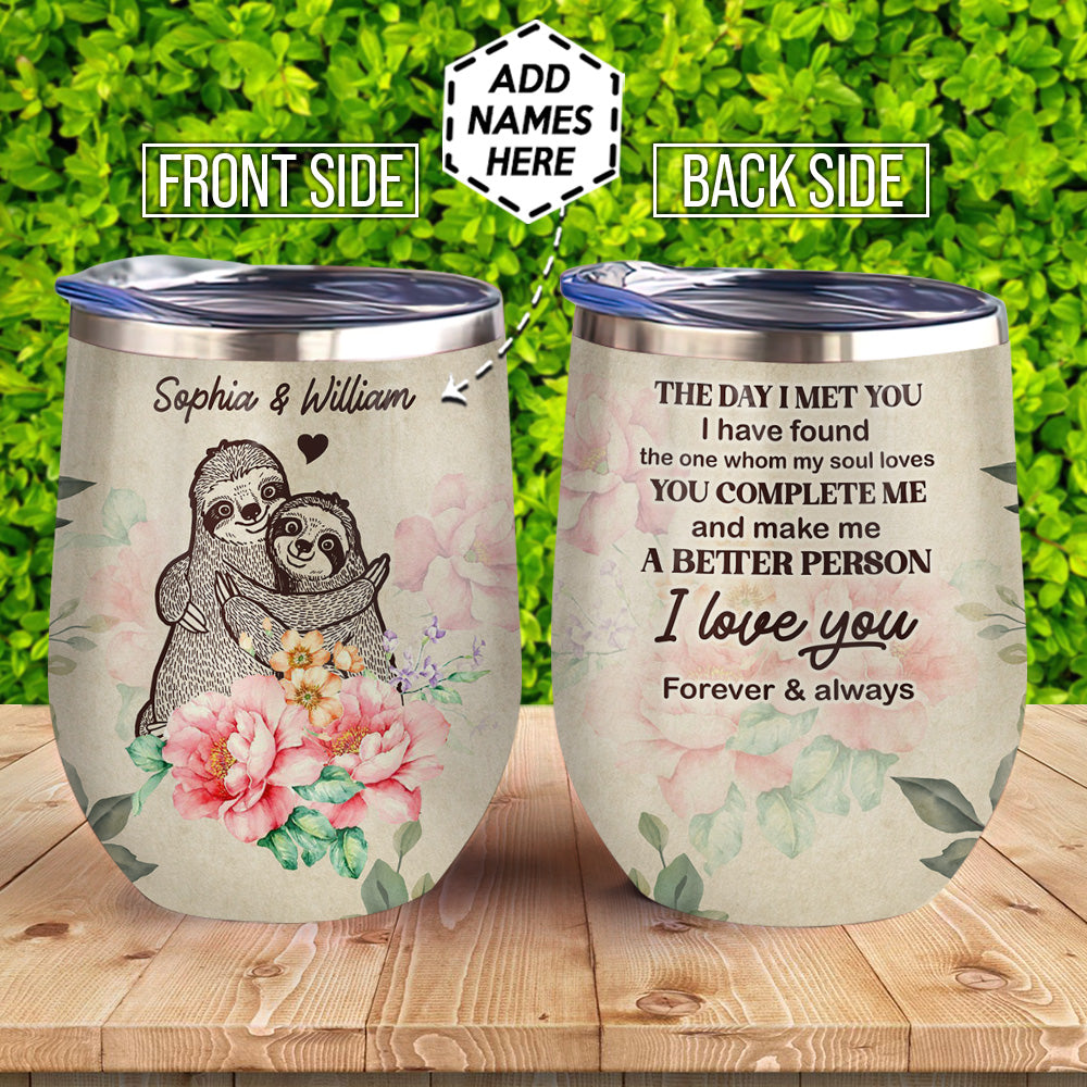 Personalized Sloth Couple Agmz0607013Z Wine Tumbler